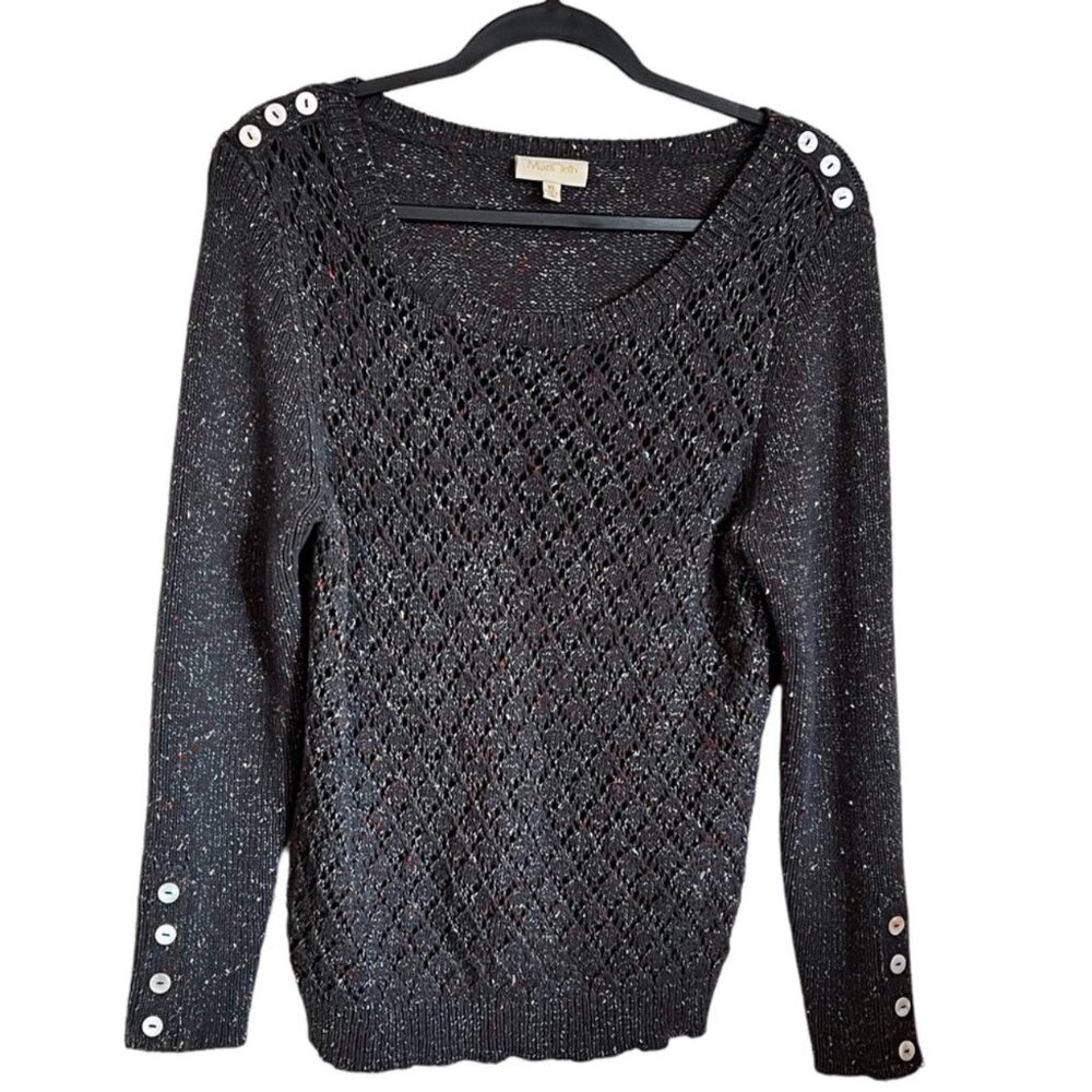 Modcloth Eyelet Sweater with Button Detail - Size XL